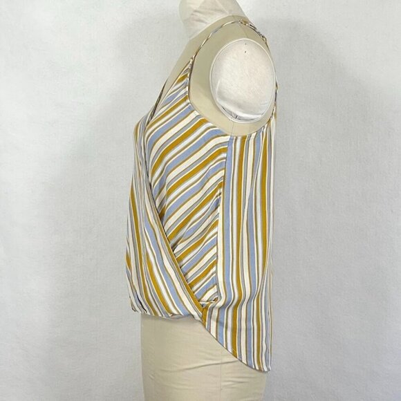 Market & Spruce Mac Surplice Sleeveless Blouse Faux Wrap Striped Summer Boho S - Picture 6 of 9